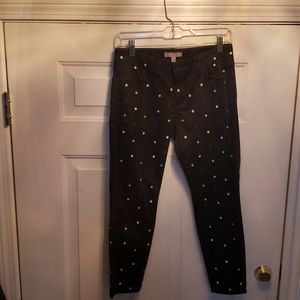 Black with with and blue polka dots